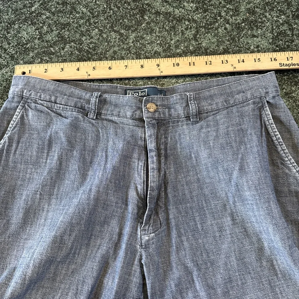 Vintage‎ Polo Ralph Lauren Prospect Shorts Mens Size 32 Blue Chambray 9